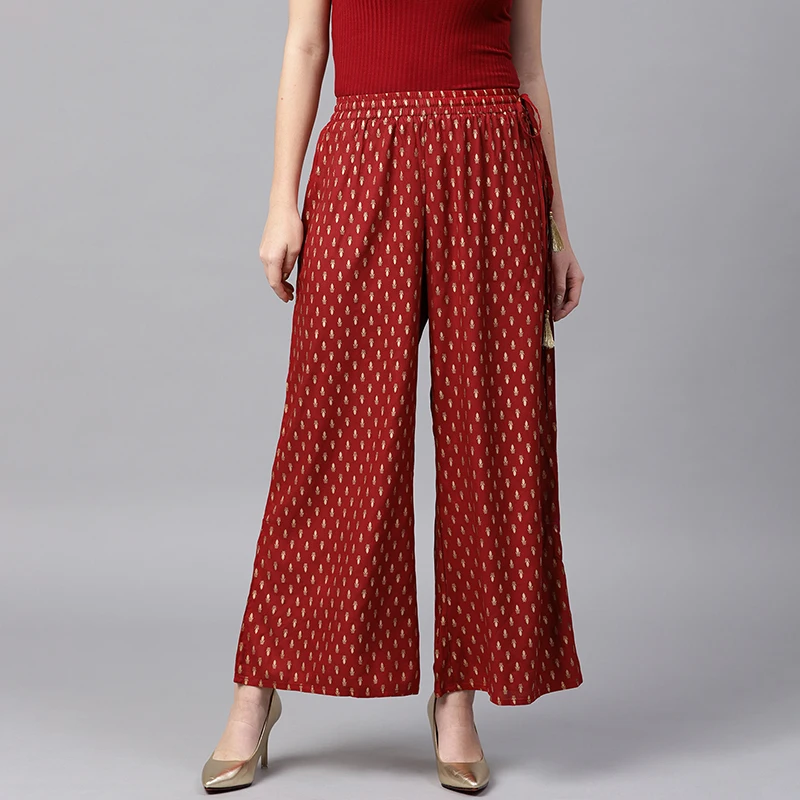 Summer Clothing Pakistan - 女性用ワイドレッグパンツ,コットンパンツ,ブロンズ,エスニックスタイル,インドの服,サルワールコスチューム,春夏