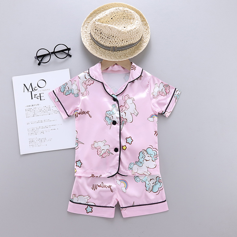 1歳から5歳までの女の子のためのユニコーンパターンのパジャマ - Summer Clothing Baby Girl のレビューと価格