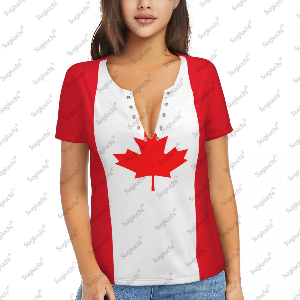 2025 カナダ国旗セクシーなディープ V ネック女性 3D - Summer Clothing Women Canada のレビューと価格